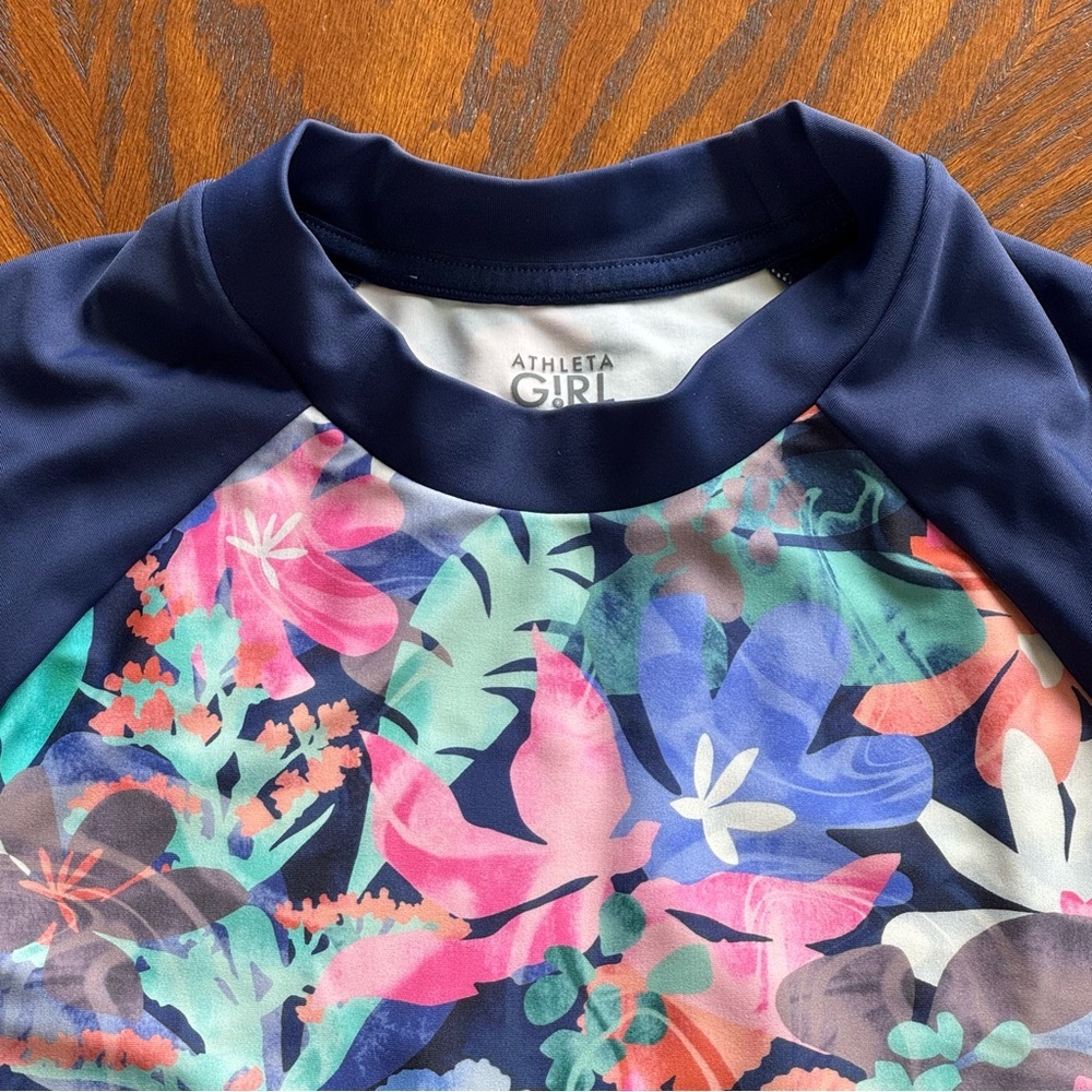 Athleta Blue Rashguard Swim Top - Picture 3 of 13